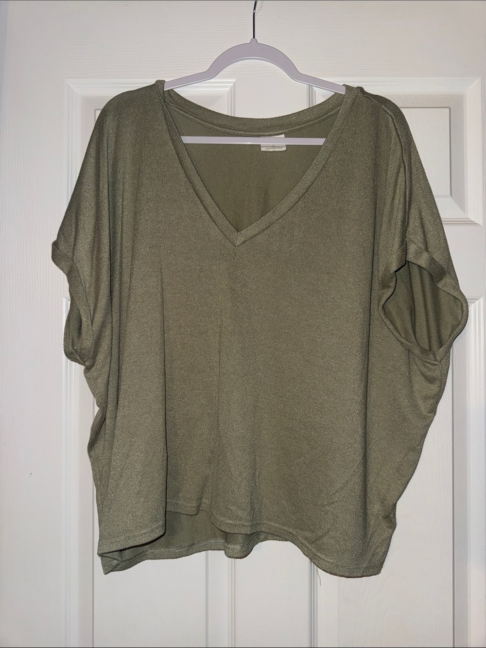Mod Ref Olive Green V-Neck Dolman Sleeve Top